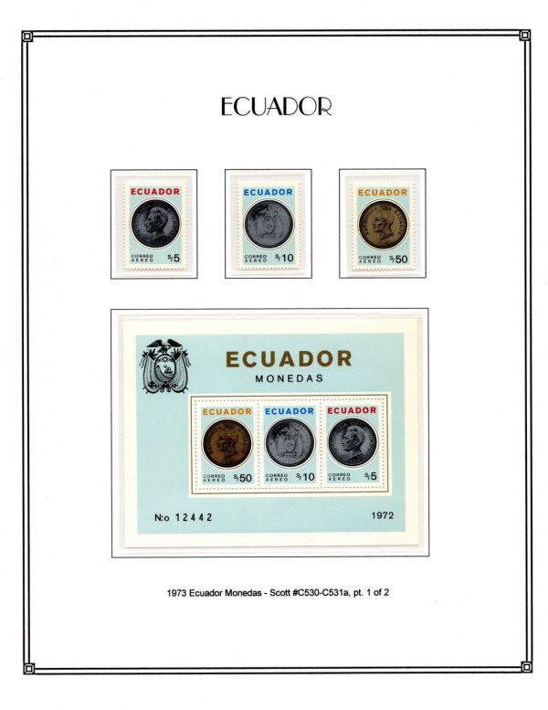 1973 Monedas de Ecuador - Ecuador Stamps